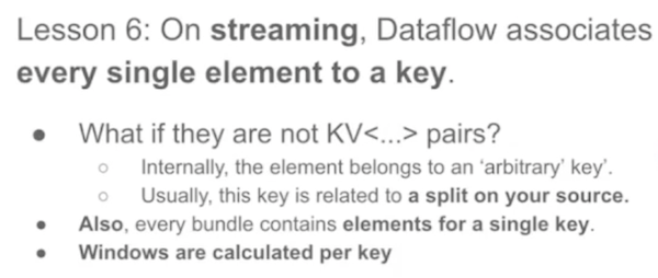 Elements keys in streaming