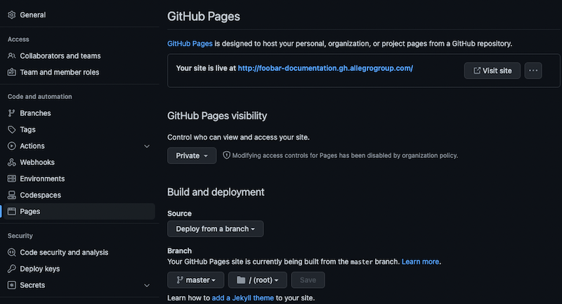 GitHub Pages Configuration